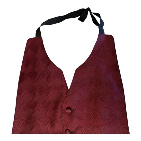 Perry Ellis Mens Formal Tuxedo Vest~Fit All 37-50~Maroon Black Geometric~L14 53 - Picture 4 of 8